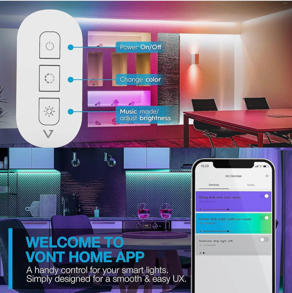 VONT Light Strip 32.8 ft Smart Strip Lights