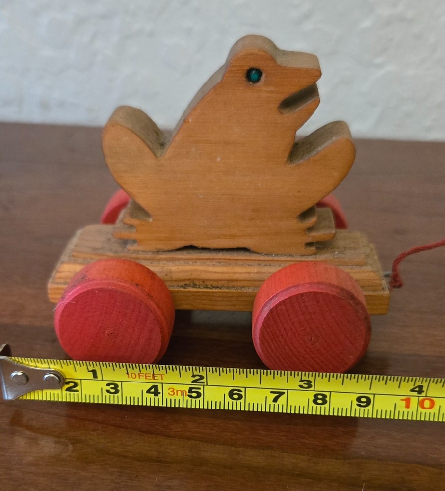 Hand-Crafted Wooden Frog Pull Toy 4" Heywood-Wakefield - 20" Pull String