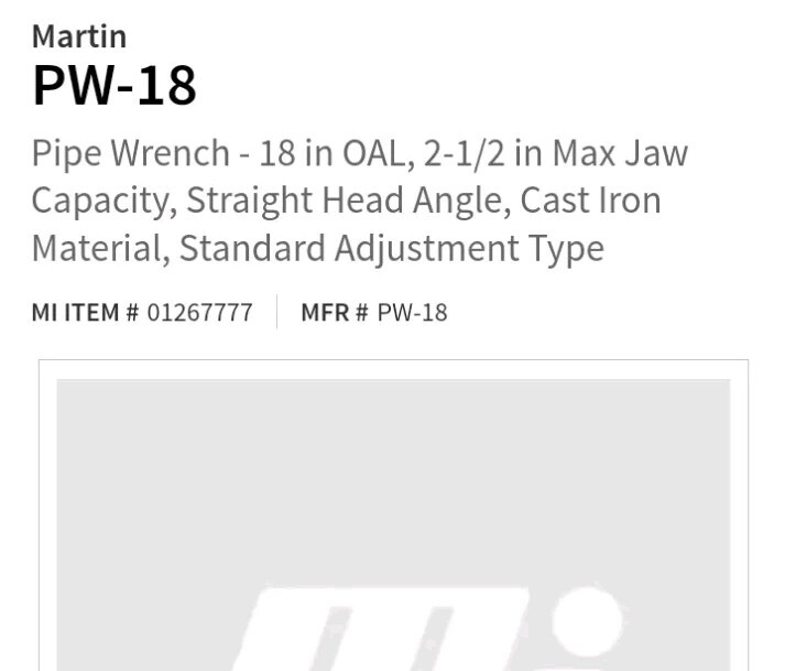 Pipe Wrench 18 in Overall Length