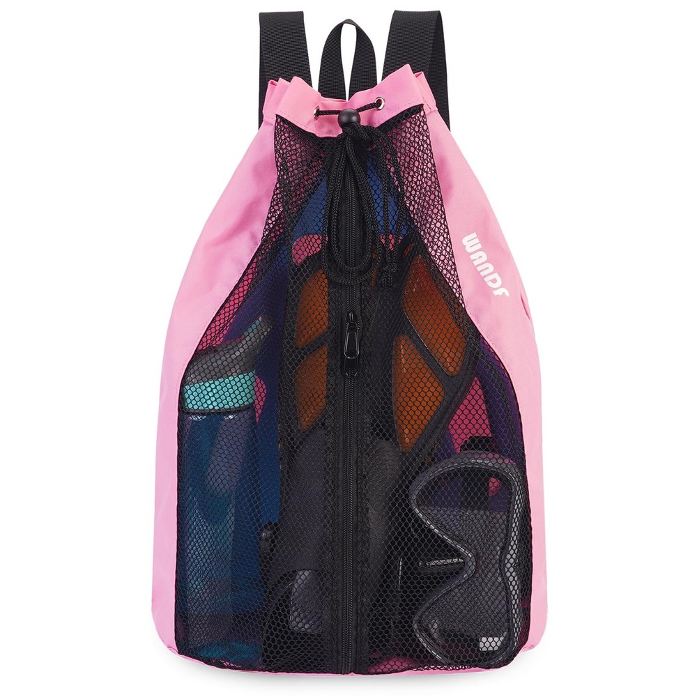 Swim Bag Mesh Drawstring Backpack Beach Backpack for Swimming, Gym, and Worko...