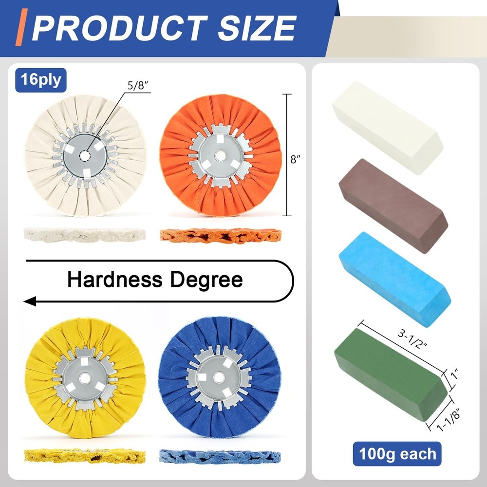 Complete 8" Airway Buffing Wheel Kit + Polishing Compound