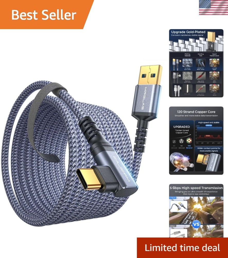 16 FT VR Link Cable for Oculus/Meta Quest – Gold-Plated & High-Speed Transfer