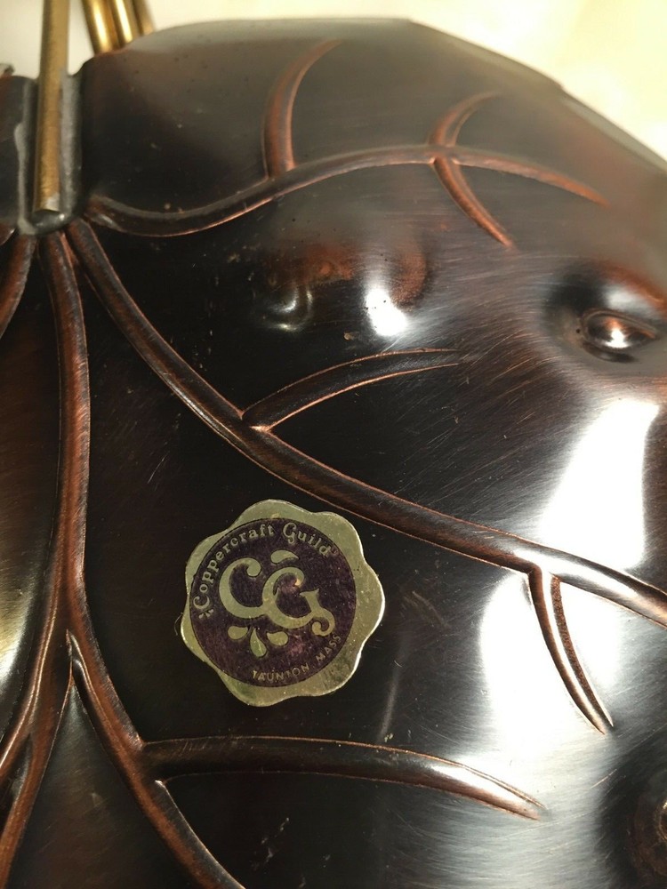 CG Coppercraft Guild Leaf Shaped Candy or Nut Dish, Trinket Dish w/Looped Handle