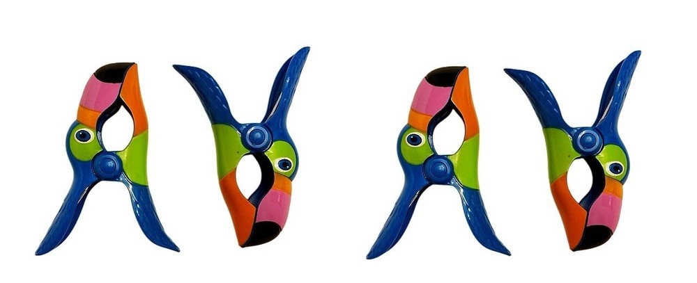 2 Pack Blue Toucan Style Beach Towel Clips