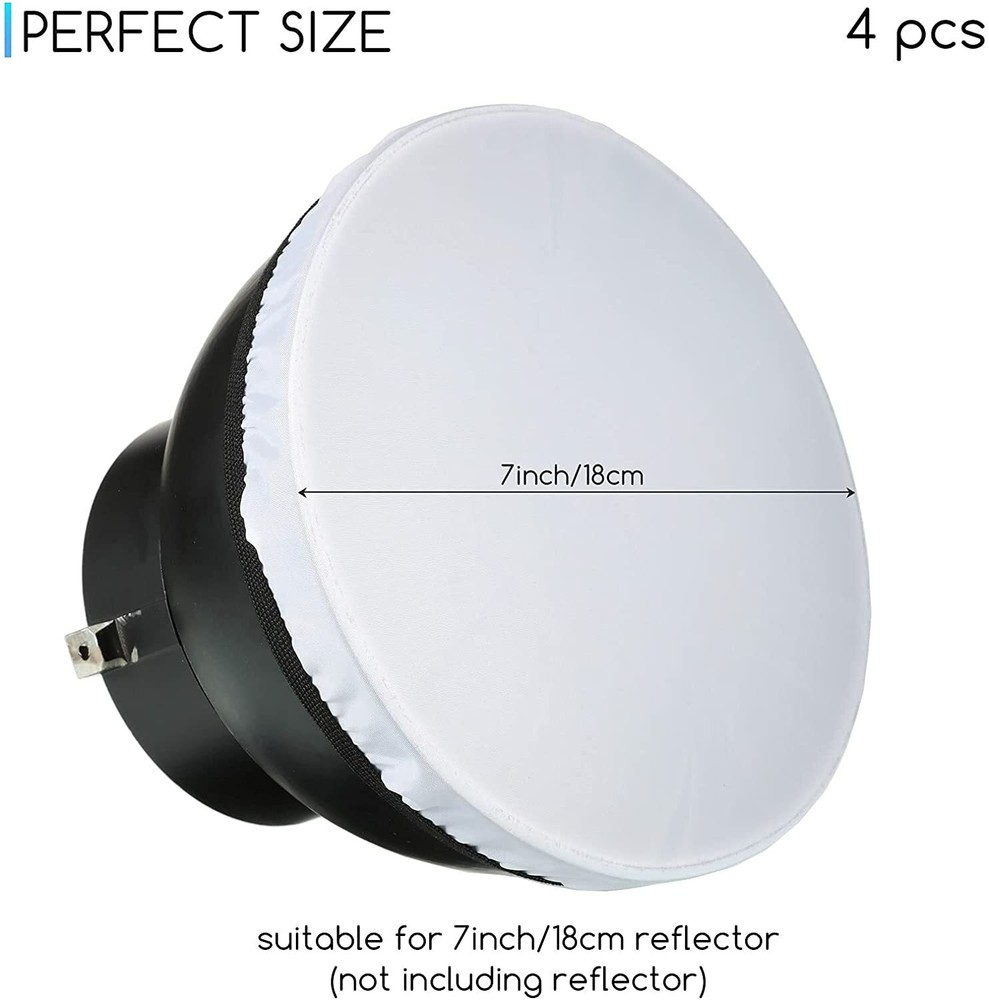 4Pc Diffuser Lamp Sock Soft Cloth Lamp Cover 7" / 18cm for Flash Light Speedlite