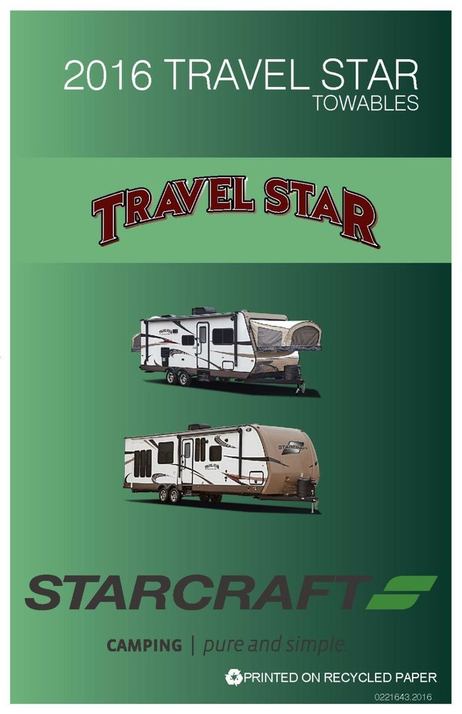 Starcraft 2016 Travel Star Towable Trailer Manual Instructions User Guide
