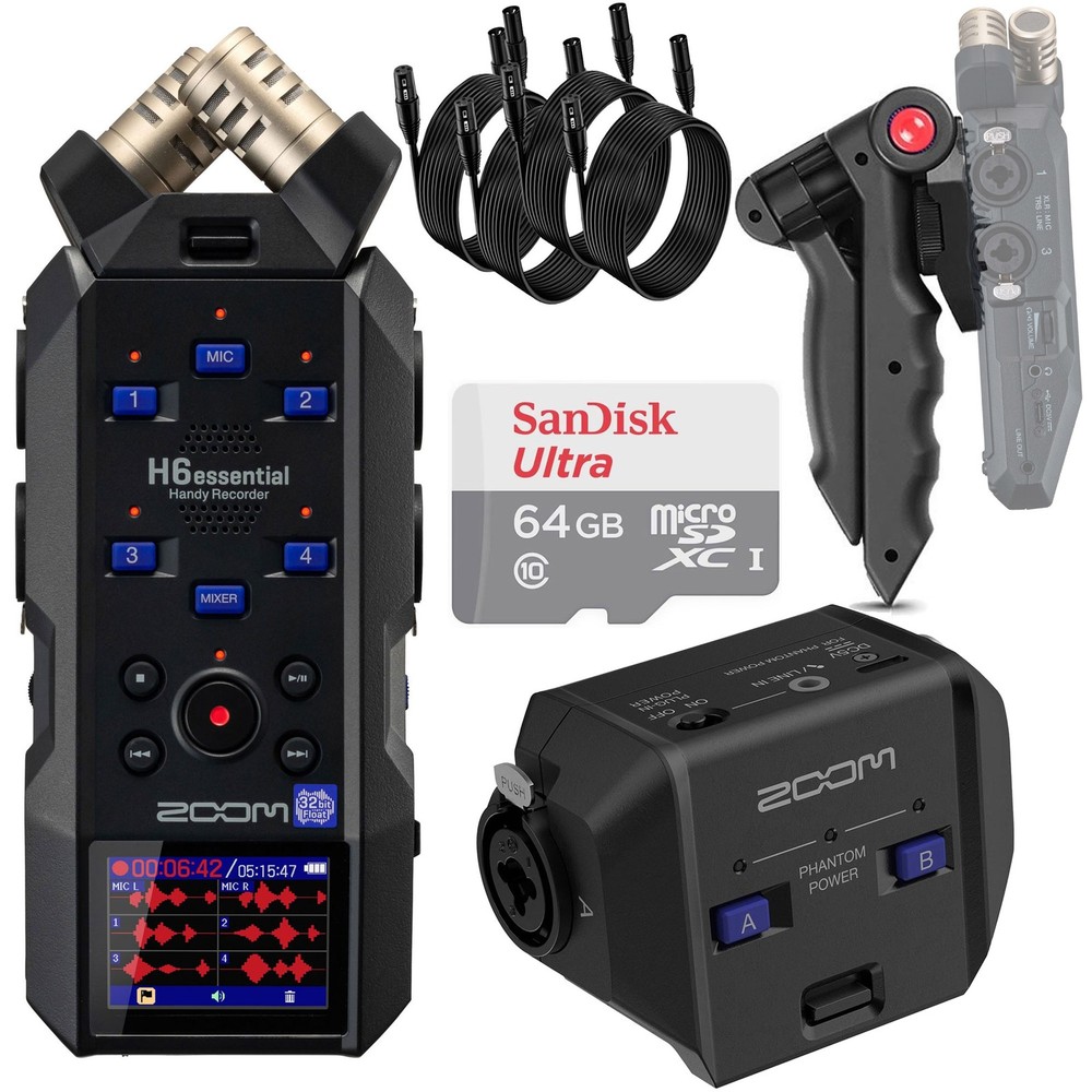 Zoom H6essential Audio Recorder + EXH-6e Dual XLR Input Capsule Accessory Bundle