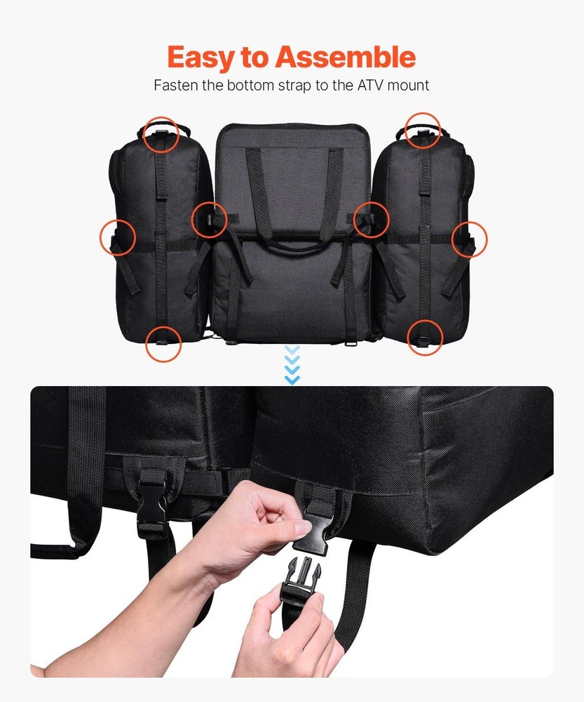 74L ATV Rear Cargo Bag w/ Cooler Compartment & Supportive Seat, 600D