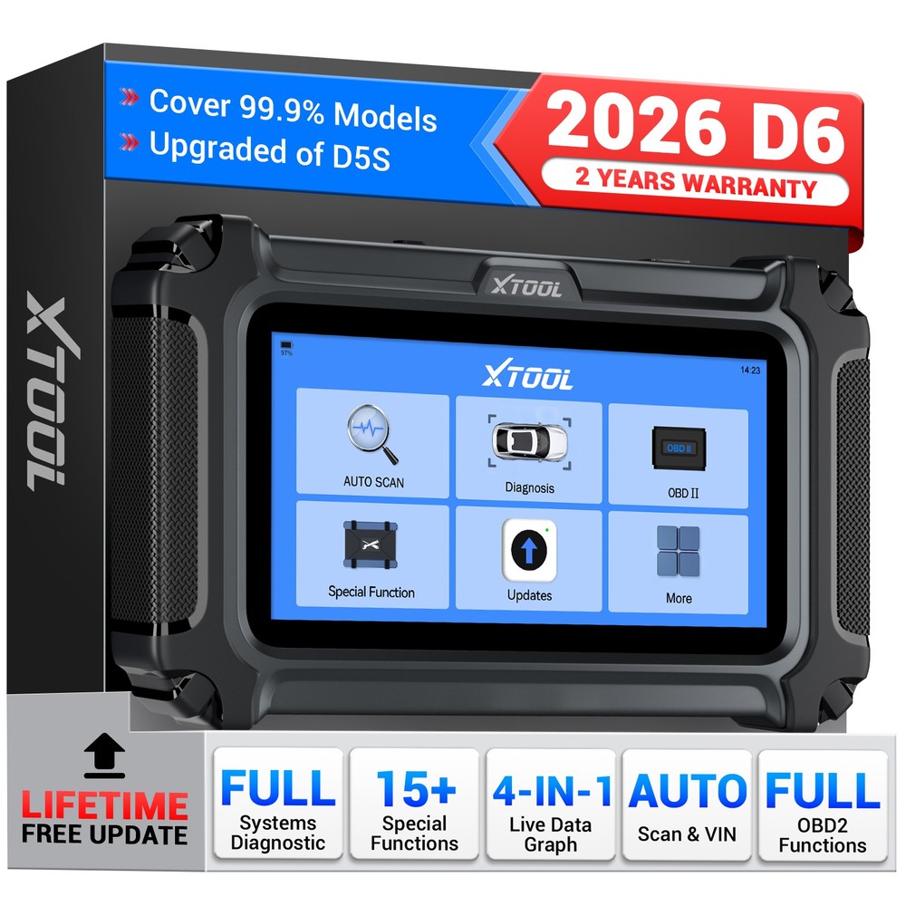 XTOOL D6 OBD2 Full System Diagnostic Tool 15+ Services FCA Autoauth Free Update