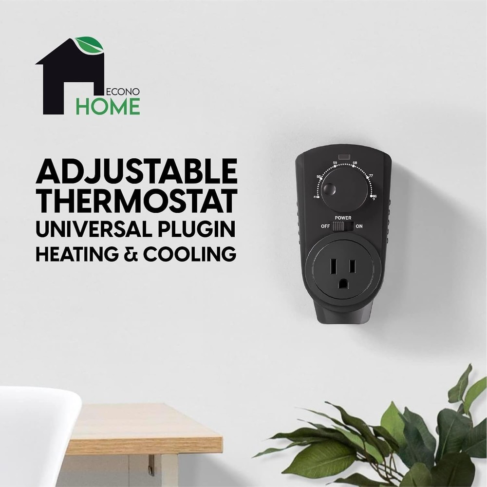 EconoHome Adjustable Thermostat-Universal Plugin Heating & Cooling