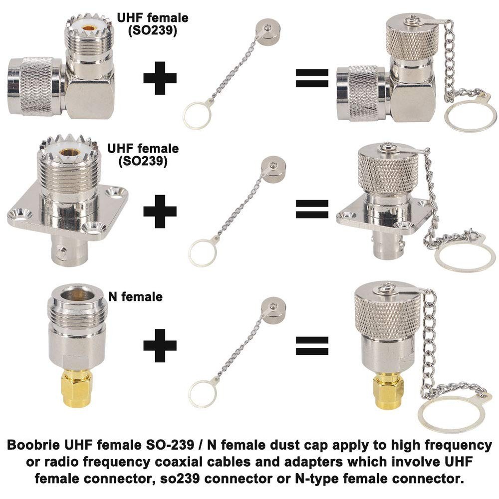 BOOBRIE 5-Pack UHF/N-Type Dust Cap UHF RF SO239 Connector