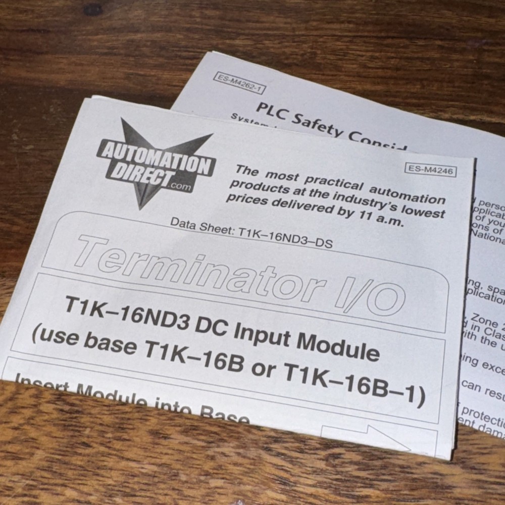 Automation Direct Terminator T1K-16ND3 DC Input Module New, LO1