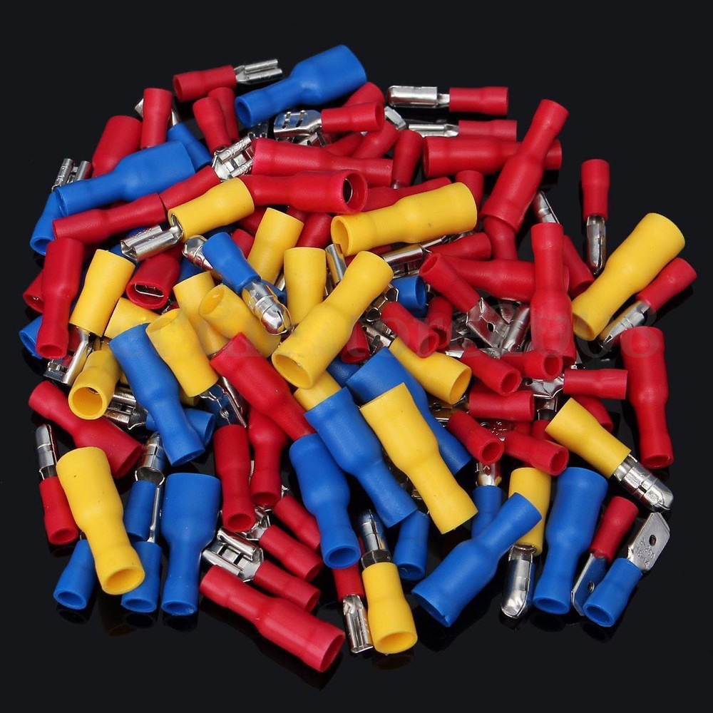 120* Assorted Insulated Electrical Wire Terminal Crimp Connector Spade Kits Set