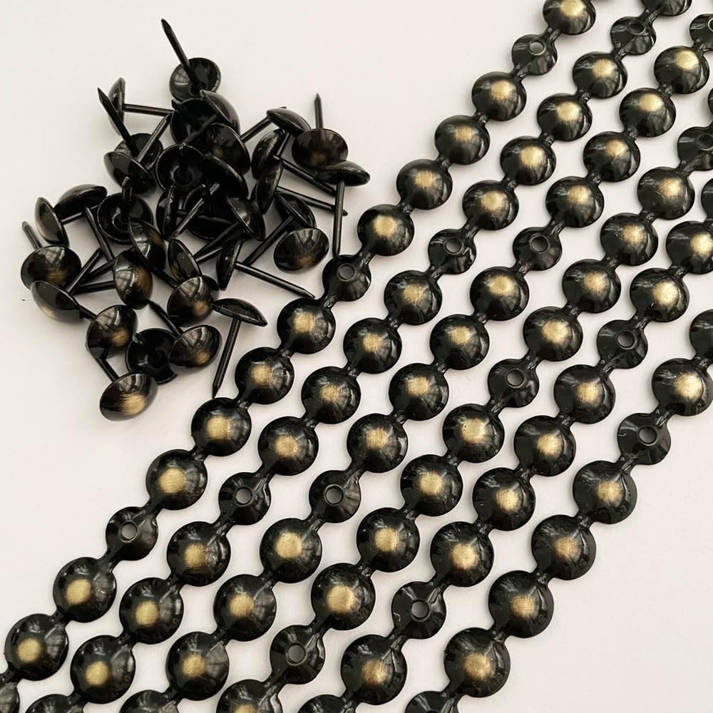 Decorative Upholstery Tacks, 10m Strips, 9.5mm, Bronze