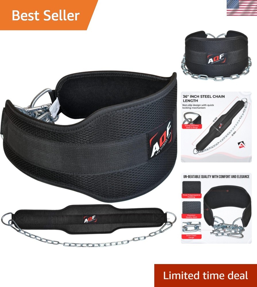 Ultimate Black Weightlifting Dip Belt for Pull-Ups and Squats - Durable & Safe