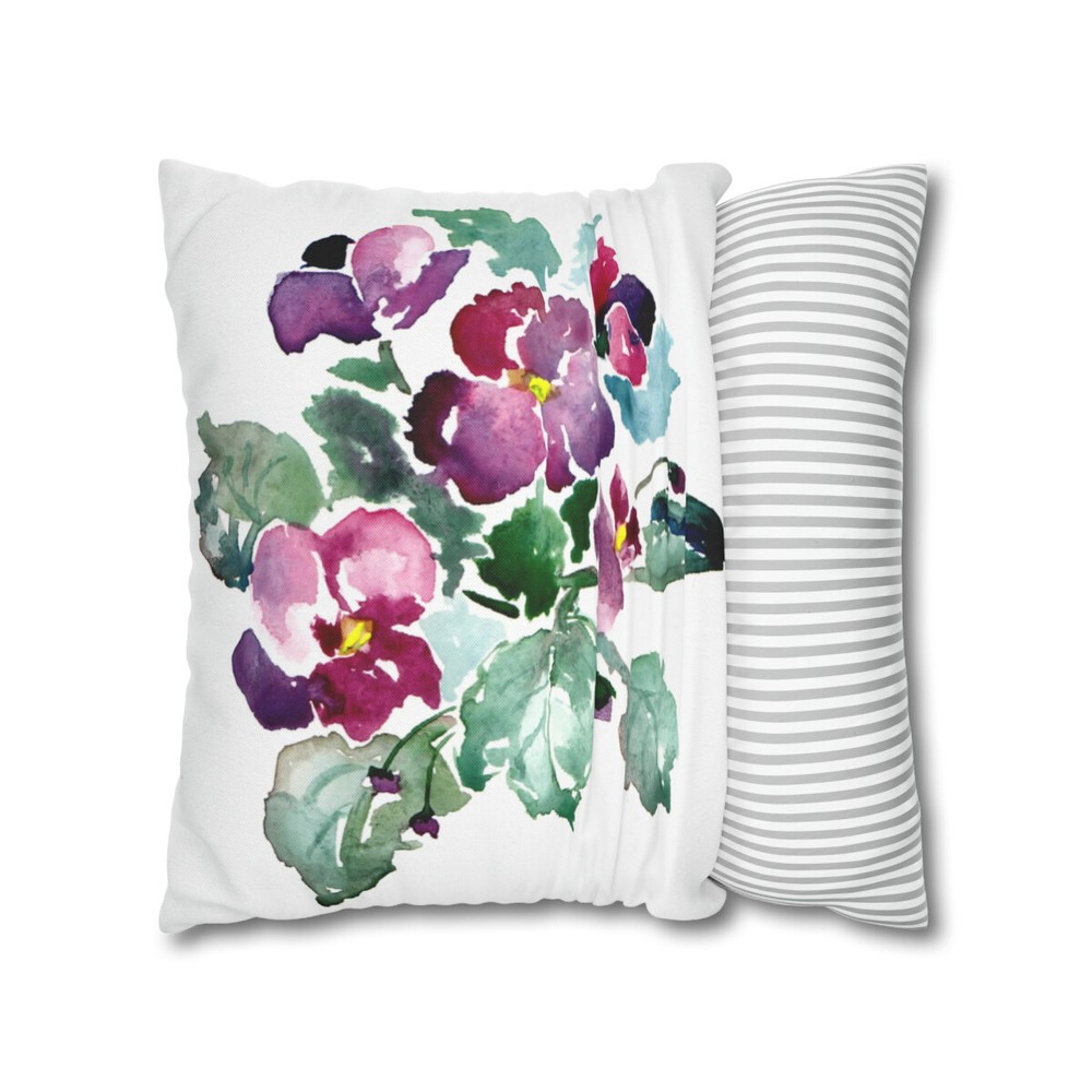 Spun Polyester Square Pillow Case. 18x18" Decorative Floral pillow cover