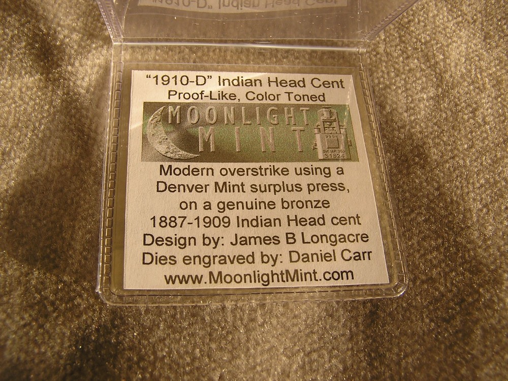 1910-D Indian Head Cent Color Toned - Proof Like- Daniel Carr Moonlight Mint