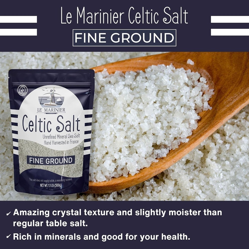 Fine Ground Celtic Salt - 100% Natural, 2 Pack