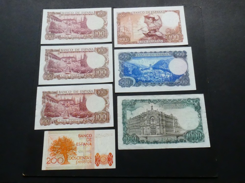 Spain, group of 10 notes.