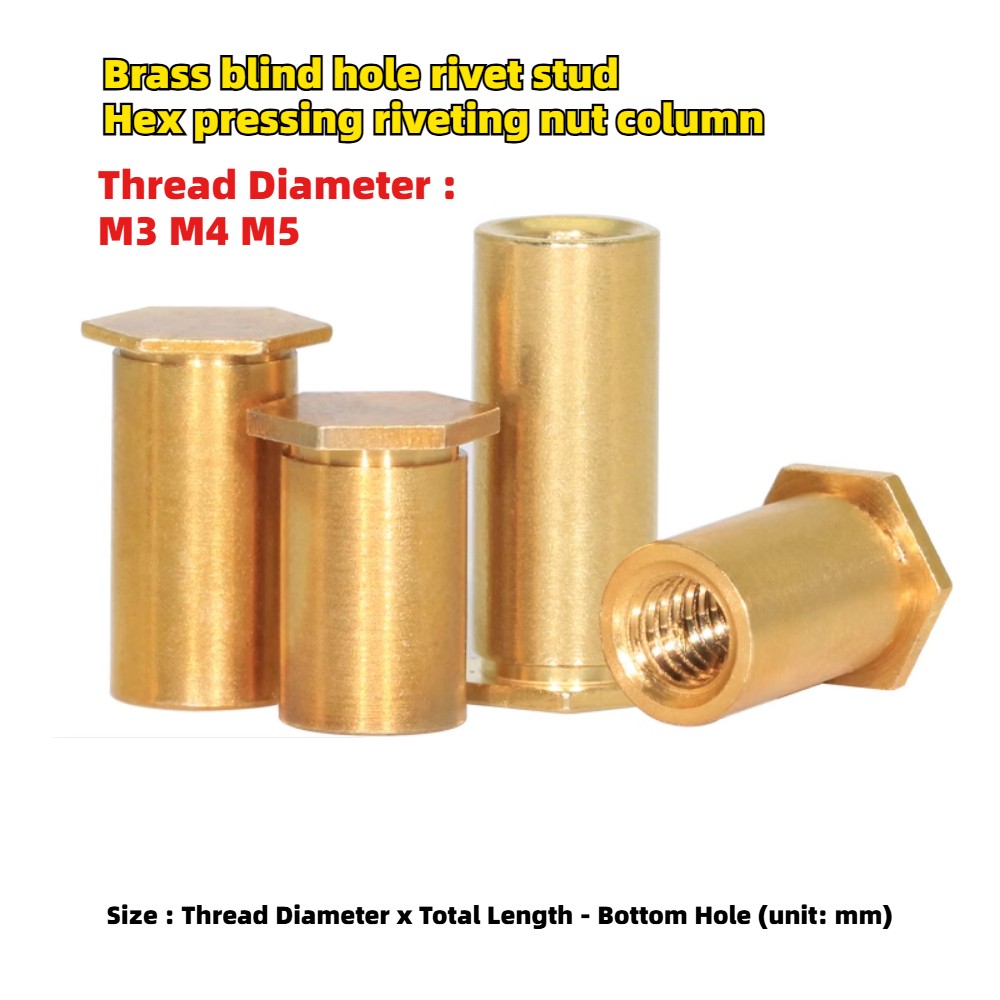 M3 M4 M5 Brass blind hole rivet stud Hex pressing riveting nut column fastener