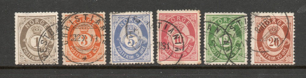 Norway - Sc# 22 - 27 Used / Shaded Post Horn/ Sans Serif   -    Lot 0923131