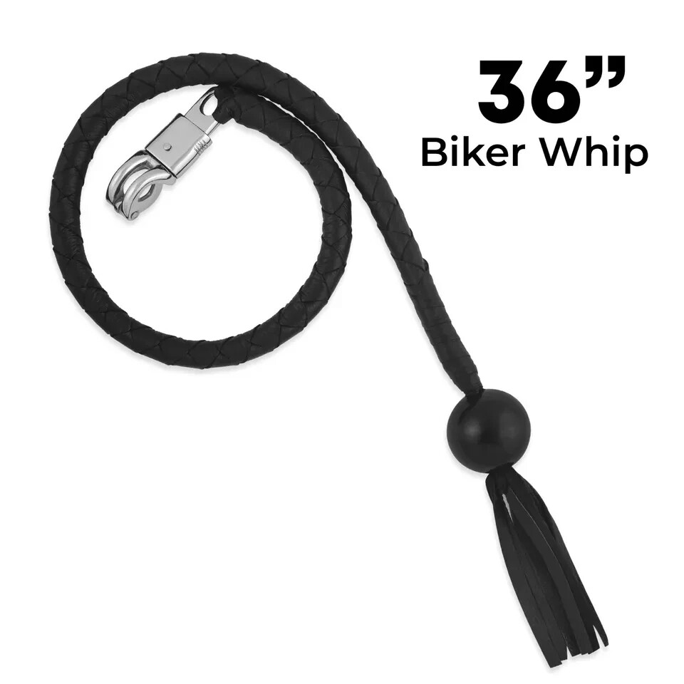 36" Leather Motorcycle Get Back Whip Whip for Handlebar Pool Ball Whip 2Pack