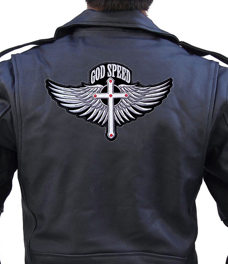 God Speed Angel Wings Embroidered Biker Patch