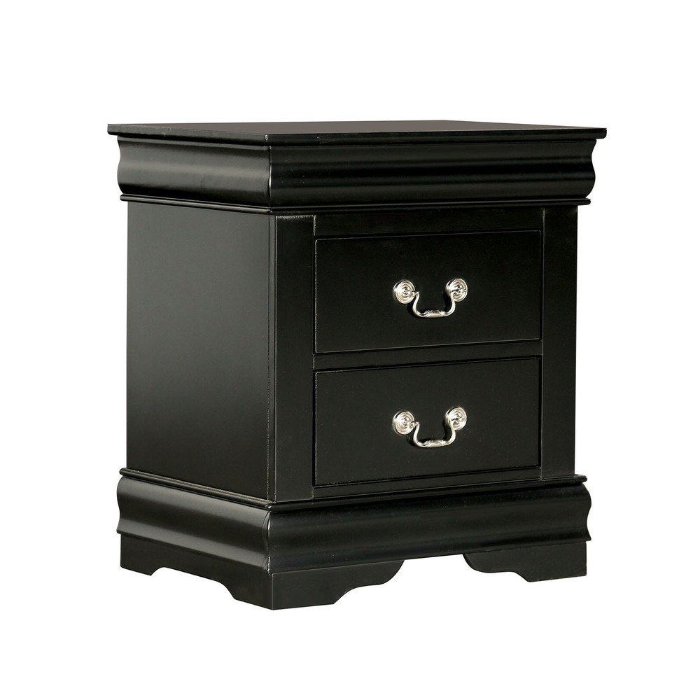 Louis Philippe Transitional Style Queen Size 6pc Bed Set Black Finish