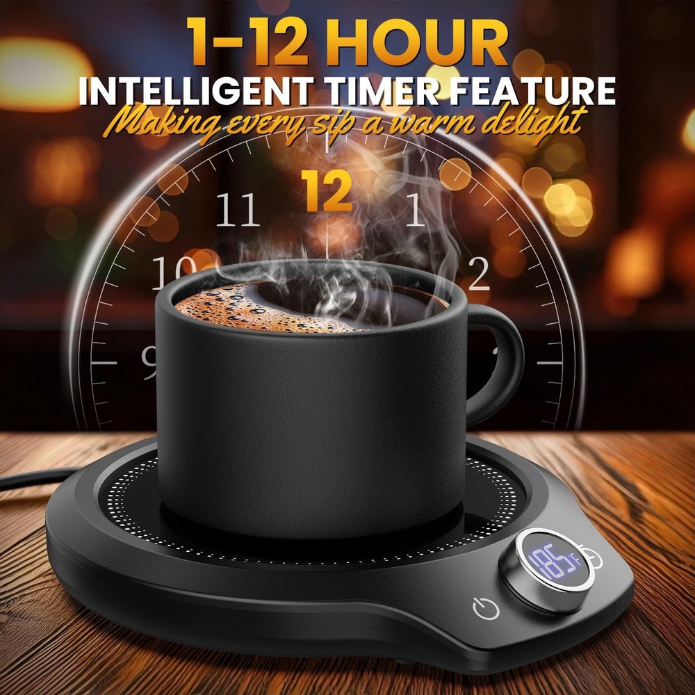 Fast Heating Mug Warmer - 4 Temp Settings & 1-12H Timer, Coffee Cup Warmer Pl...