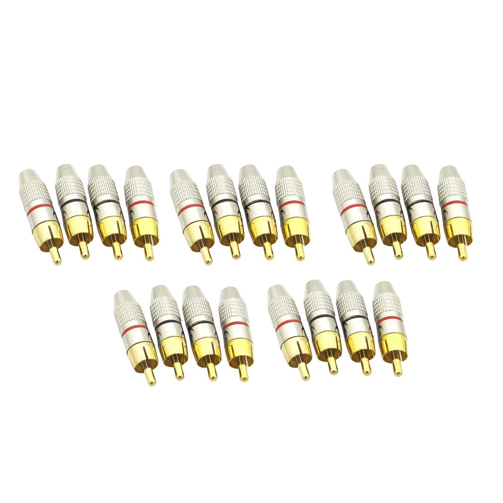 20 x RCA Male Adapter Plug Kit With Color-Coded for Easy Polarity Identification
