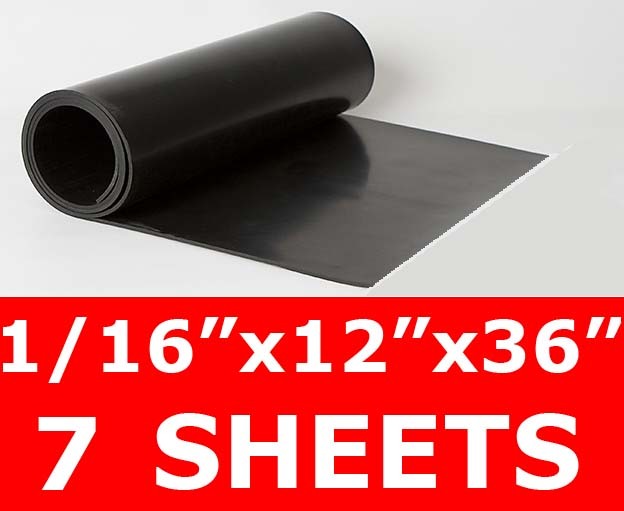 7 SHEETS 1/16" thick Neoprene Rubber Sheet 12" x 36" Long Smooth