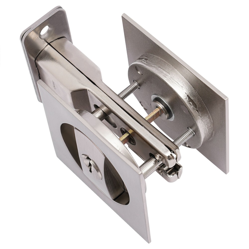 Square Sliding Door Lock Entry Lock Stainless Double Hook Lock Body Silver