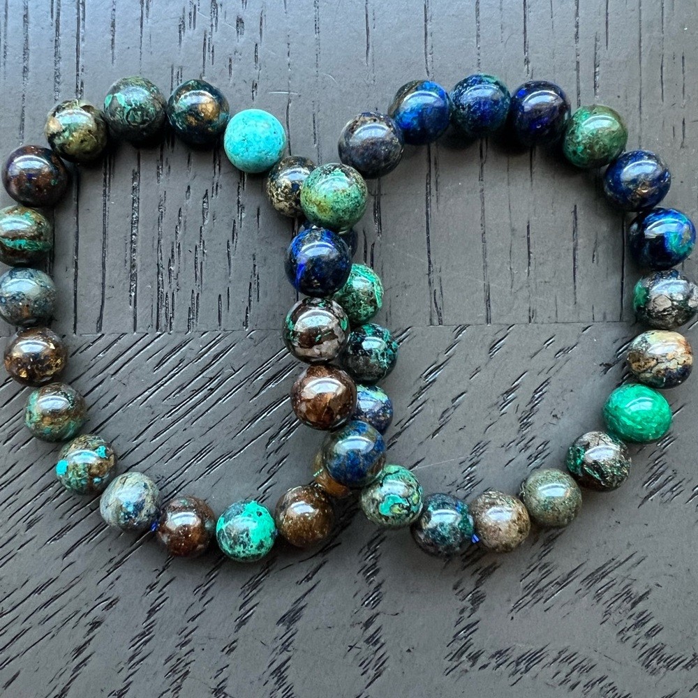 (ONE) Chrysocolla bracelet 9mm SIZE 6.5’
