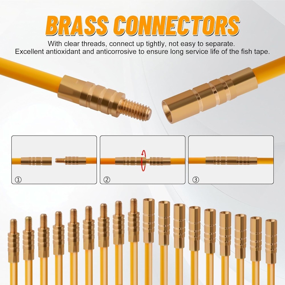 Professional Wire Pulling Fish Tape Set with Multiple Attachments