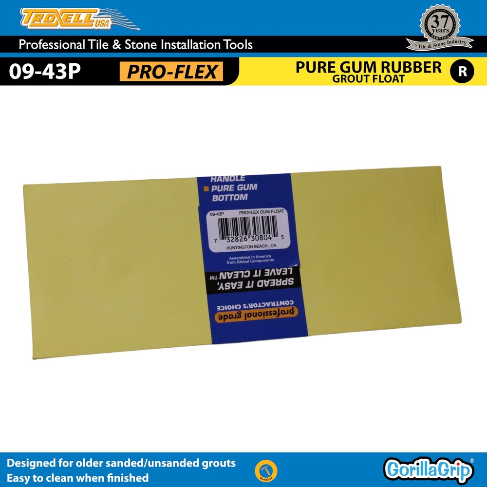 - 4" x 9" Gum Rubber Grout Float with SoftGrip Handle