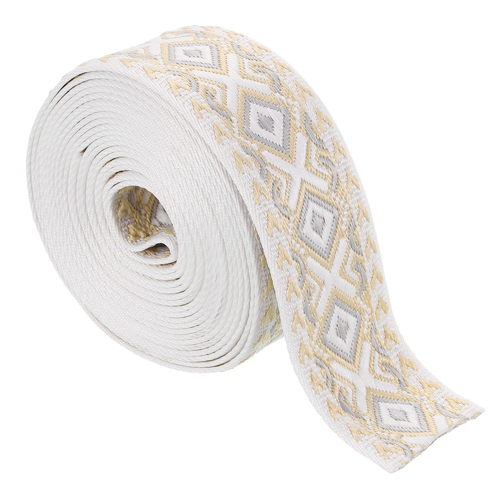 5Yards Cotton Webbing Strap 50mm Jacquard Webbing Purse Strap, Light Gray-White