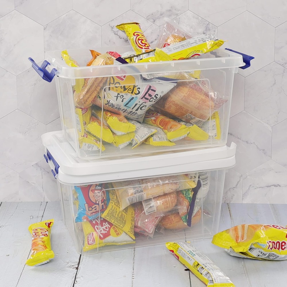 7 Quarts Small Plastic Storage Boxes, 6-pack Clear Boxes Totes with Lids