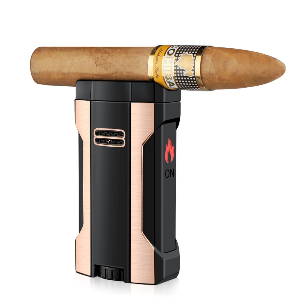 4 Jet Cigar Blue Flame Lighter Windproof Gas Butane Cigarette with Gift Box