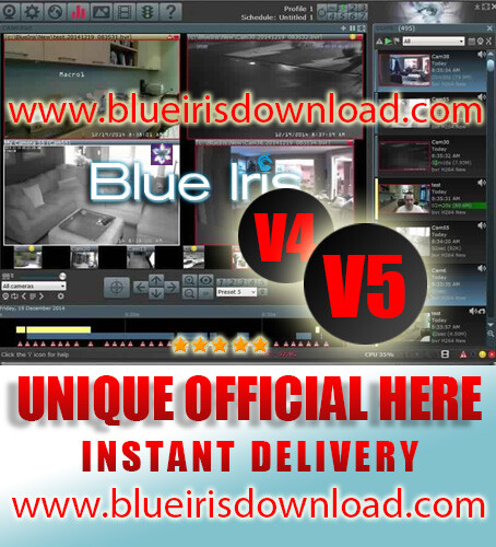 Blue Iris Pro v5.x (Latest) Video Camera Security Software - 64 Cameras PRO FULL