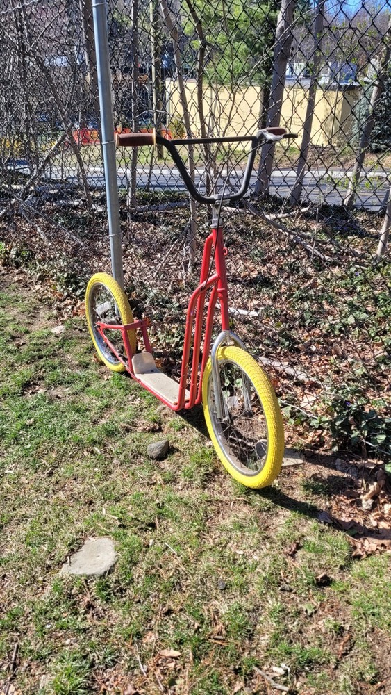 Red Yellow Kick Scooter with Large Wheels
