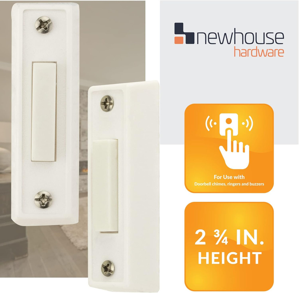 BT1W Unlighted Doorbell Button, 1-Pack, White