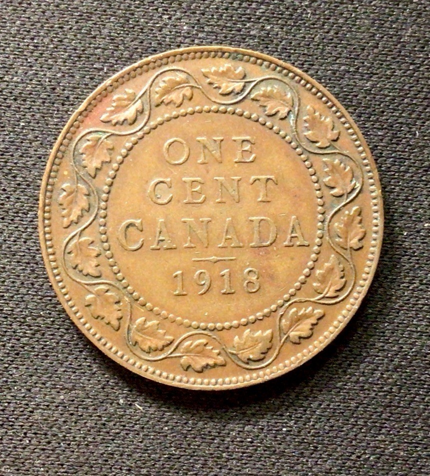1918 Canada One Cent! WWI! ENN Coin
