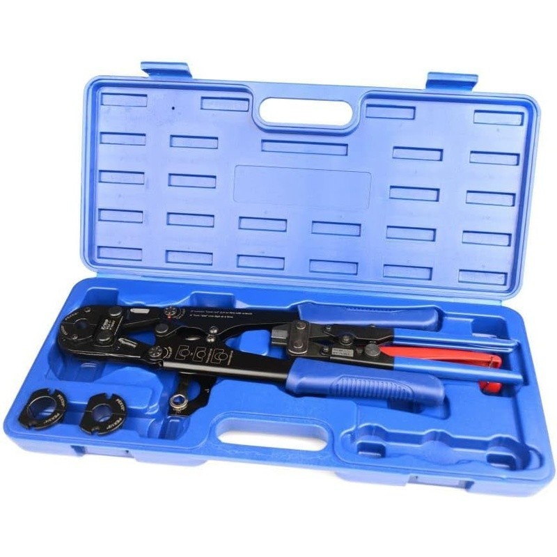 Copper Pipe Crimping Tool Kit with 3/8'', 1/2'', 3/4'', 1'' Quick Change Jaws
