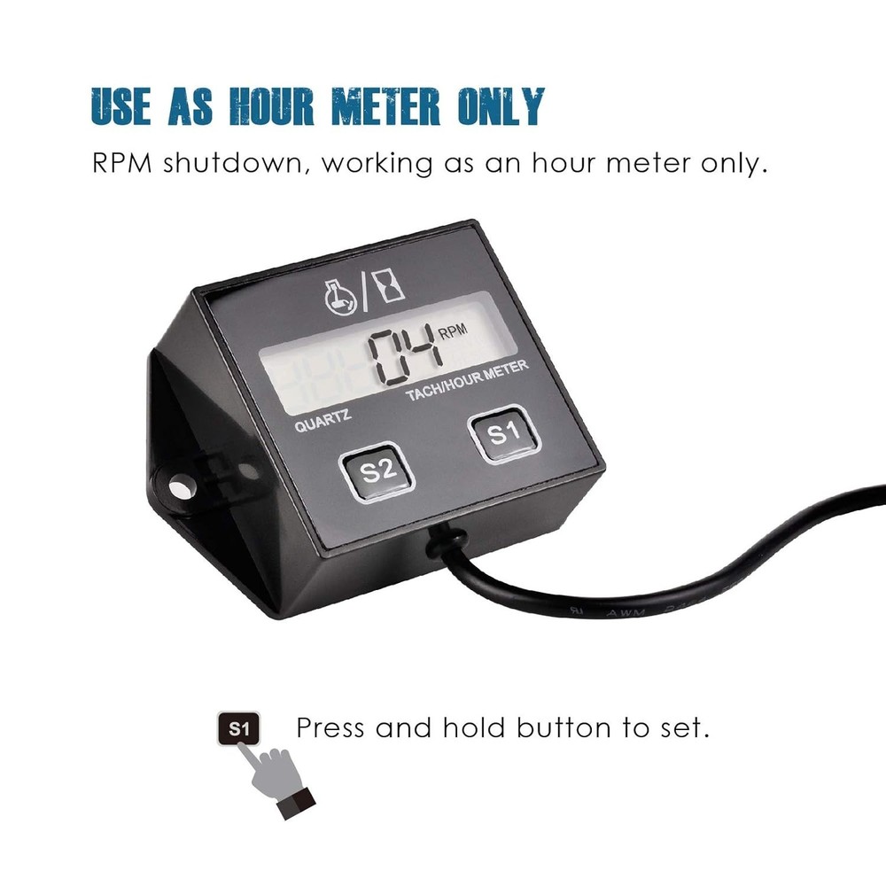 Precision Digital Hour Meter & Tachometer with Maintenance Reminder for Engines