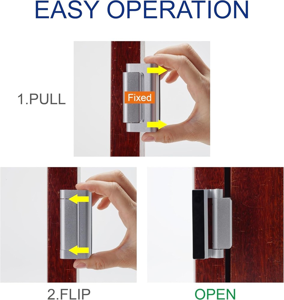 Home Security Door Lock, 2 Pack Reinforcement Locks for Front Silver