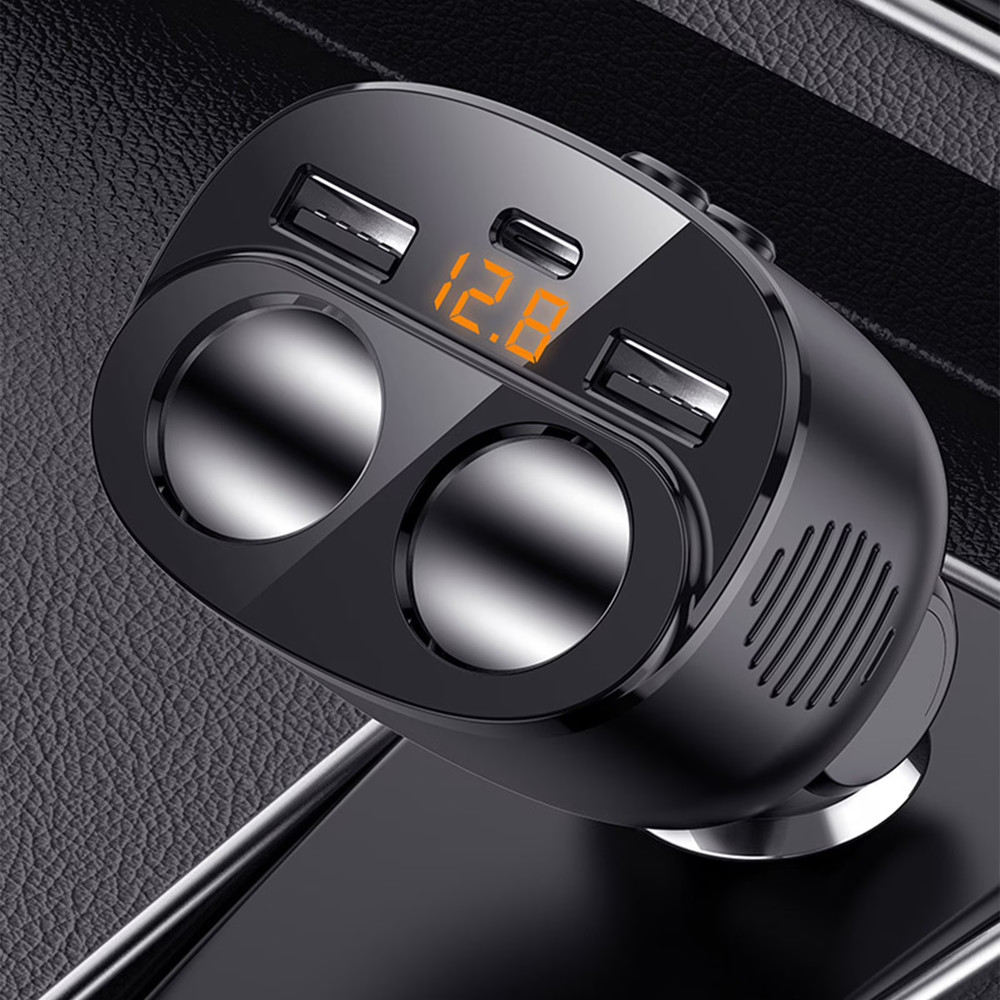 Car Cigarette Lighter Splitter 2-Socket Cigarette Lighter Adapter with Led Volt