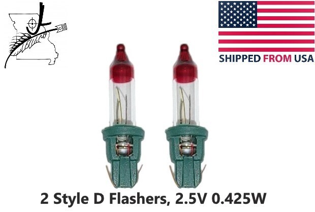 2 Style D Flashers Christmas Tree Lights Replacement Bulbs 2.5v 0.425w Mini 0.17