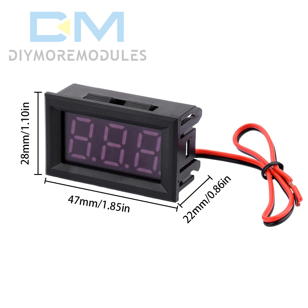Mini DC 5V-120V Voltage Volt Meter LED Panel 3-Digital Display 2 Wire Voltmeter