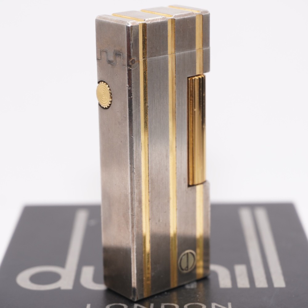 Dunhill Silver Rollagas Lighter Threes Gold Line_Ultrasonically cleaned_WORKING