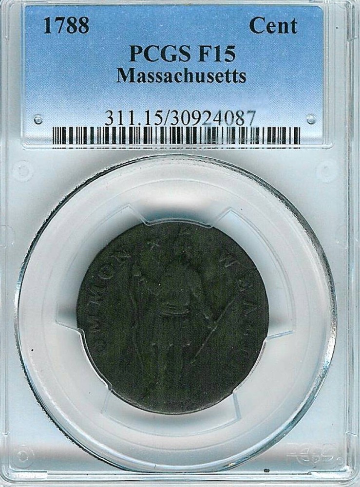 1788 Massachusetts Colonial Cent : PCGS F15
